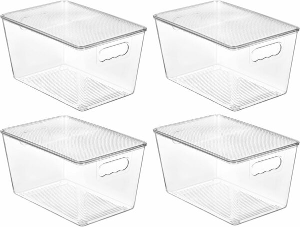 Vtopmart 4 Pack Clear Stackable Storage Bins with Lids