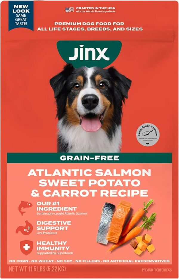 Jinx Natural Grain-Free Kibble - Dry Dog Food - 11.5 lb. Bag - Salmon & Carrot