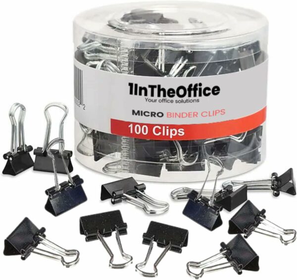 Micro Binder Clips, Paper Clamps, Metal Binder Clips, 100 Pack