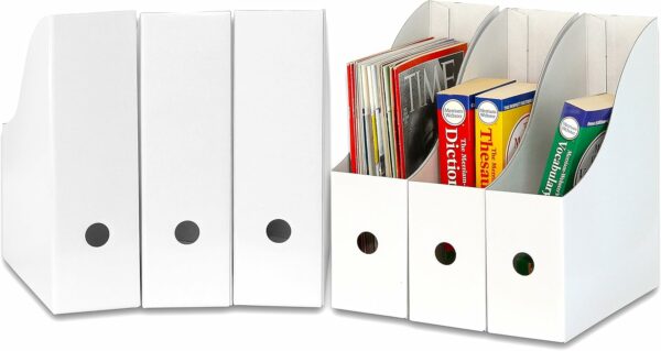 White Magazine File Holder Organizer Box (Pack of 6)