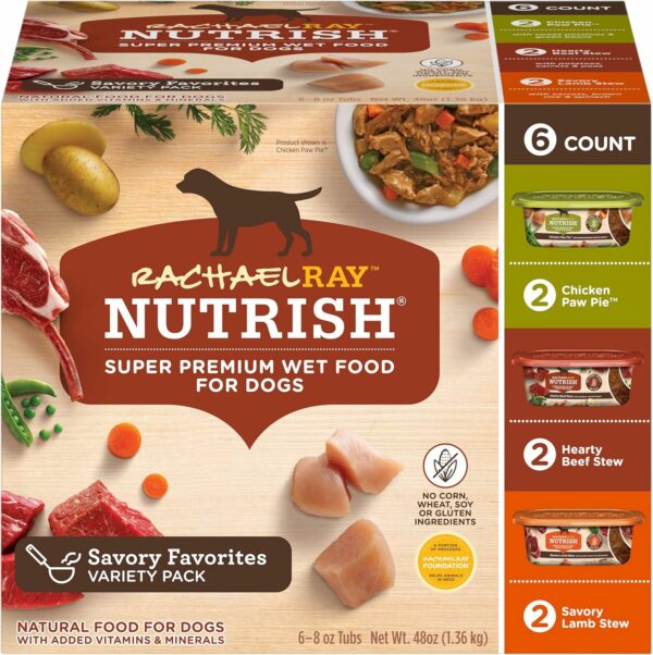Rachael Ray Nutrish Wet Dog Food, Variety Pack, 8 Ounce Tub (Pack of 6)